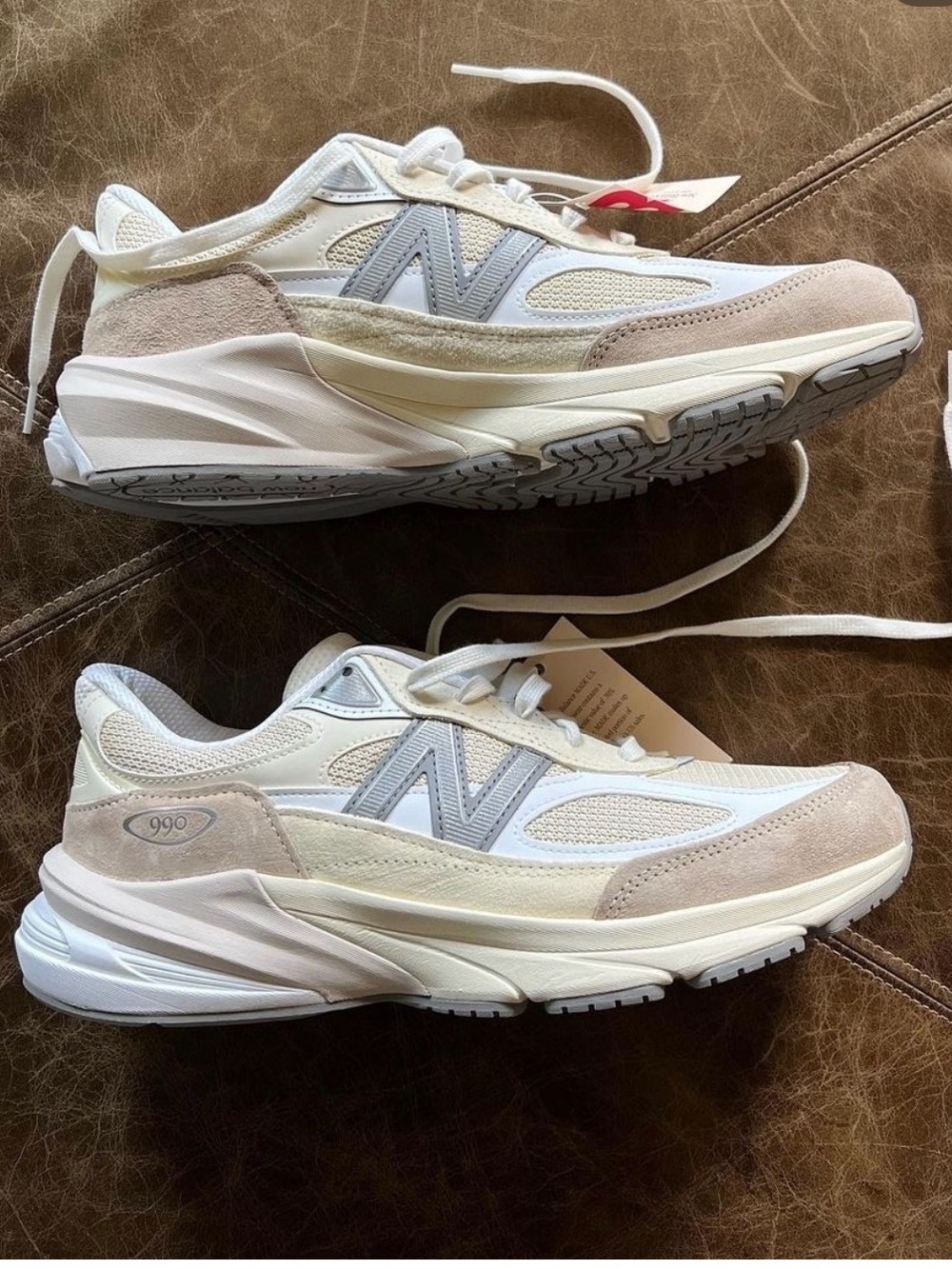New Balance 990v6 MiUSA Cream Beige Suede Mesh Sneakers Size 7 Made in USA